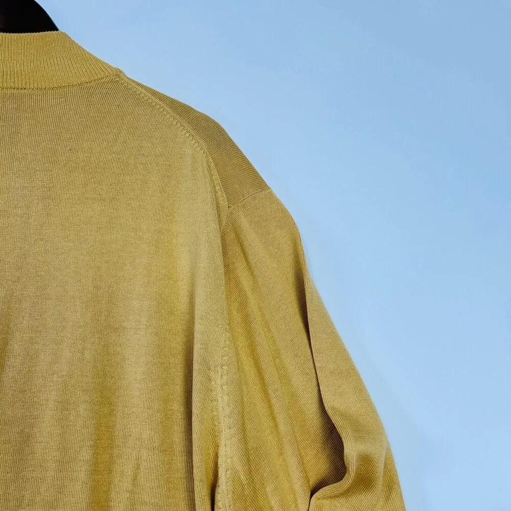 Jos A Bank Silk Sweater Size XXL Mock Neck Yellow‎ Gold Vintage Business - Picture 10 of 13